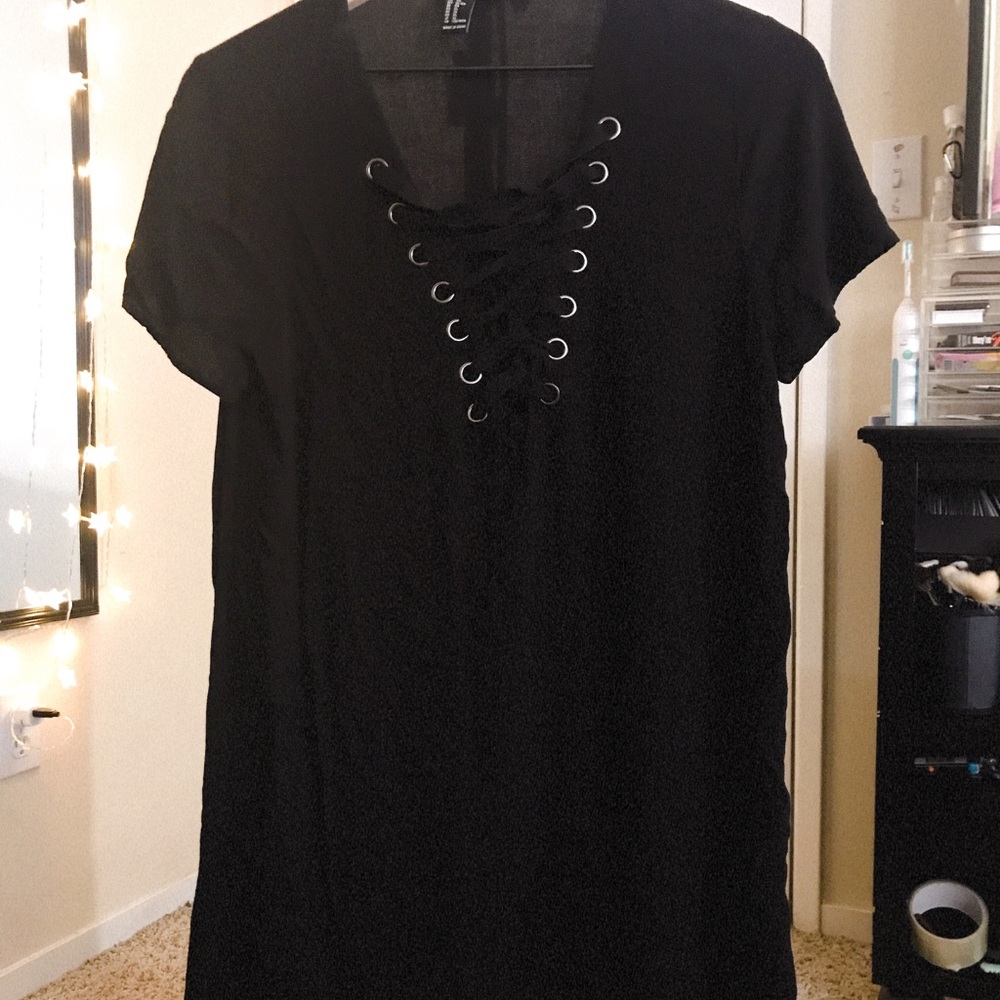 Black Lace Up Dress Size XL